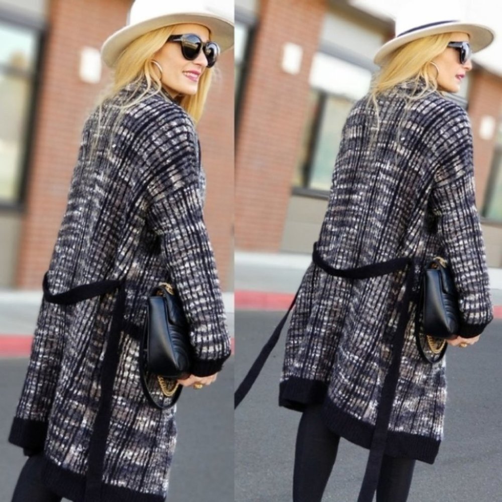 Pocketed Open Front belted Knit Sweater Cardigan warm winter fal; - Picture 3 of 4